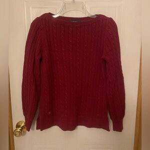 Lauren Ralph Lauren Cable Knit Boatneck Sweater/Feminine Sleeve